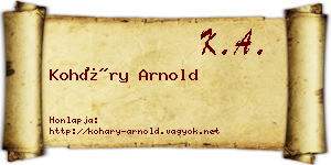 Koháry Arnold névjegykártya