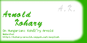 arnold kohary business card